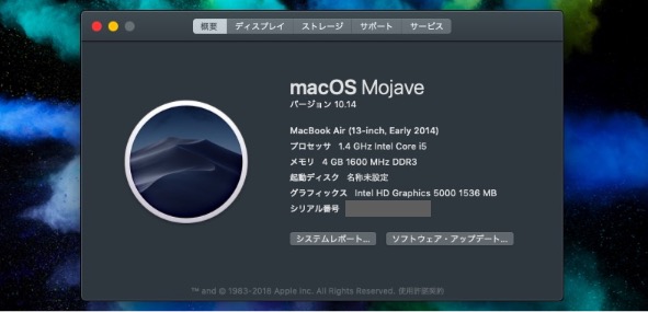MacBookAirのデバイス情報の画像