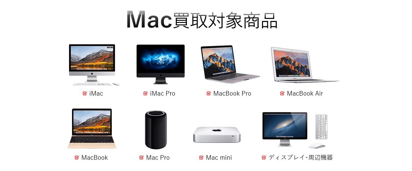 Mac買取ネットの買取対象商品の画像